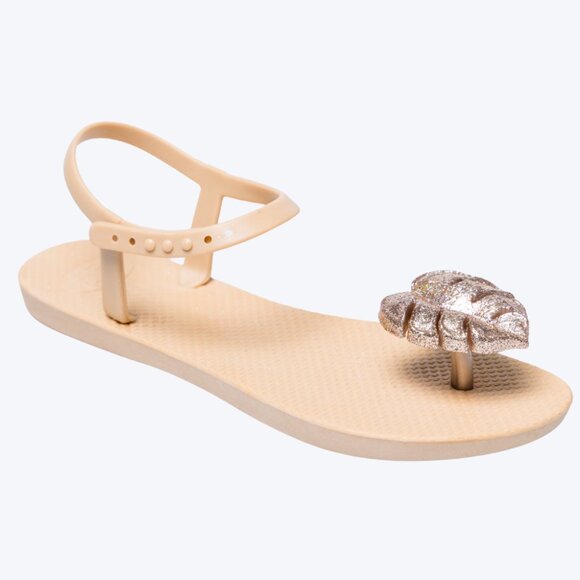 ZHOELALA – Sandals Comfort “TROPICAL LEAVES” • Champagne Cream - Picture 3 of 7